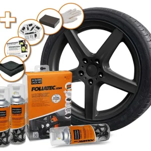 Kit de Pintura Spray para Jantes 2C Preto Brilhante FOLIATEC