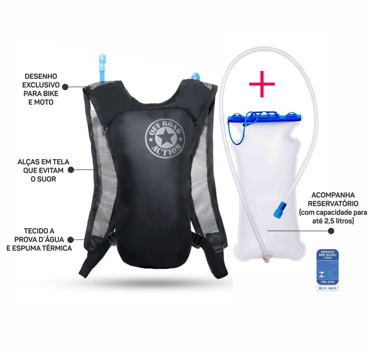 MOCHILA DE HIDRATAÇÃO OFFROAD com PEITORAL - Image 2